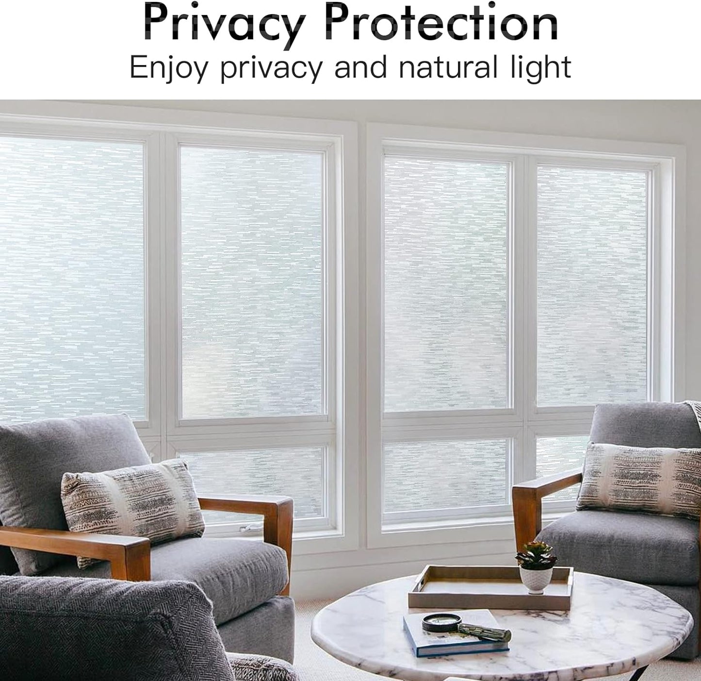 Haton Window Privacy Film, Frosted Glass Static Cling Sun Heat Blocking Window Clings, Frosting Opaque Coverings, Vinyl Removable Stickers Tint for Home Door Office, Non Adhesive 17.5" x 118.1"