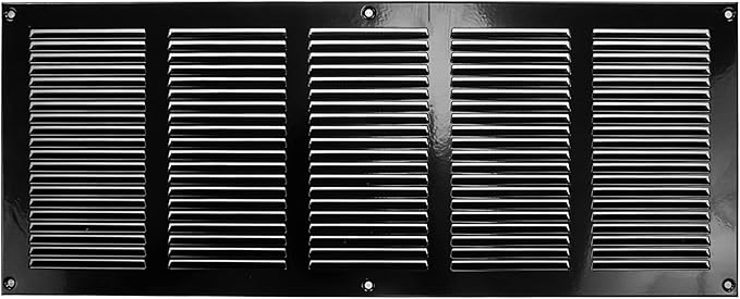 Repa Market Air Vent Cover 20x8 Inch (Outer Dimensions) Black Galvanized Steel Louvered Grill Cover with Mesh Screen/Wall or Ceiling Vent/HVAC Register for Indoor and Outdoor Ventilation