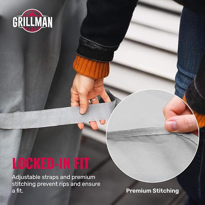 Grillman Premium Grill Cover for Outdoor Grill - Heavy-Duty Waterproof BBQ Grill Cover - Rip-Proof and Wind-Resistant - Large Barbecue Gas Grill Cover for Backyard - Gray (64" L x 24" W x 48" H)