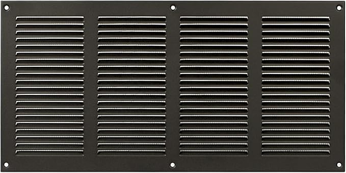 Repa Market Air Vent Cover 16x8 Inch (Outer Dimensions) Anthracite Galvanized Steel Louvered Grill Cover with Mesh Screen/Wall or Ceiling Vent/HVAC Register for Indoor and Outdoor Ventilation
