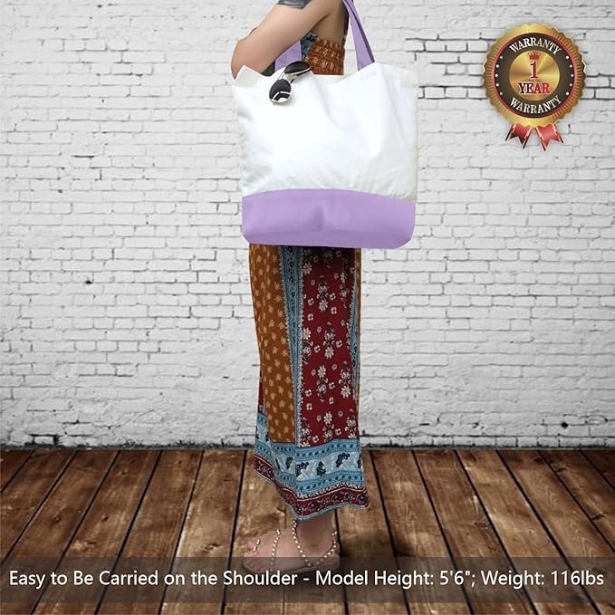 TOPDesign 1-Pack Super Strong Large 12oz Cotton Canvas Tote Bag, Reusable Grocery Shopping Cloth Bag, Fashionable Two-Tone Tote for Crafts, DIY Your Creative Designs
