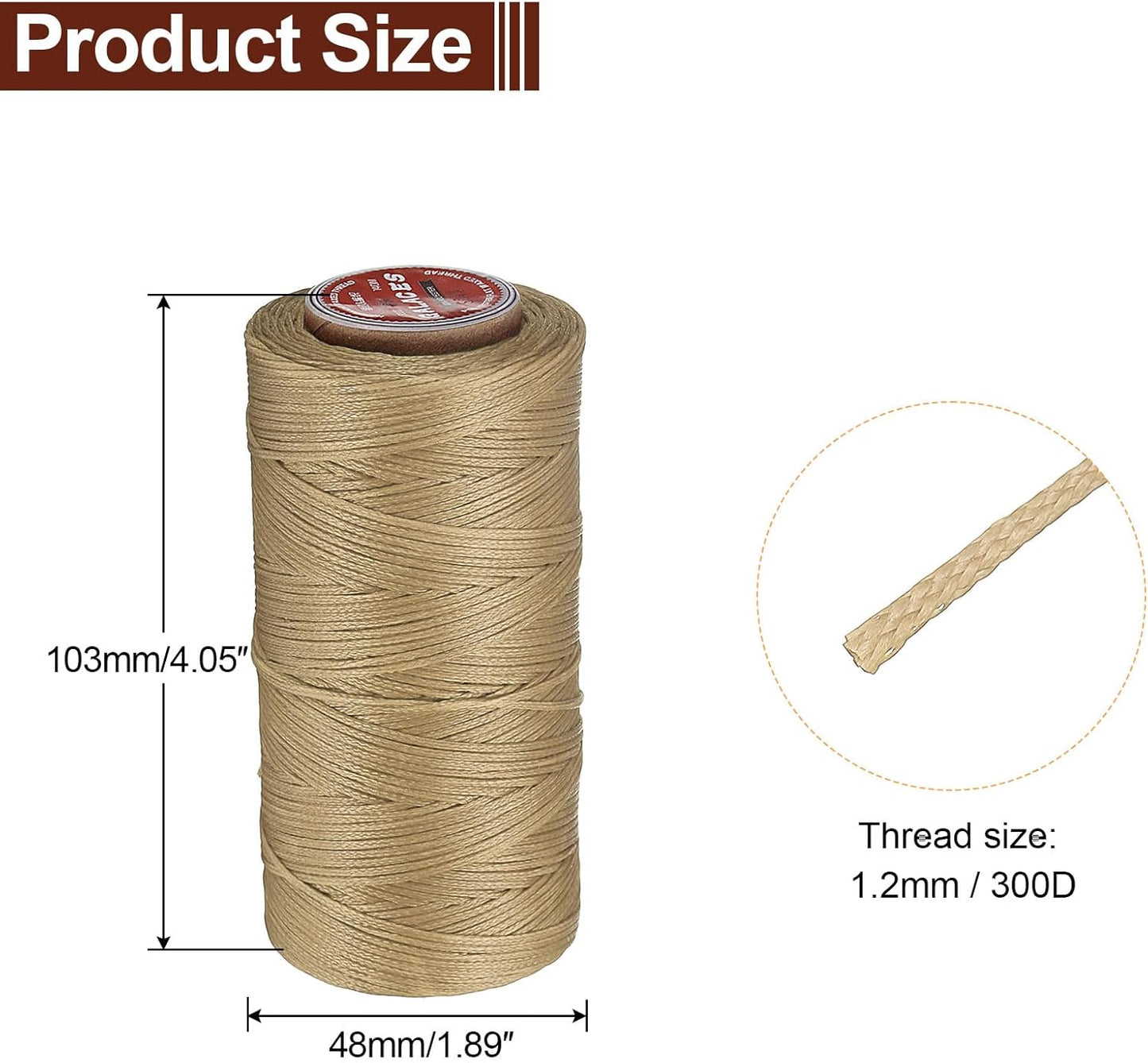 uxcell Flat Leather Sewing Waxed Thread, 140m / 153 Yards Polyester Wax String, 300D Wax Stitching Cord for Leather Crafts, Bookbinding, Bracelets Braided, Sand Yellow