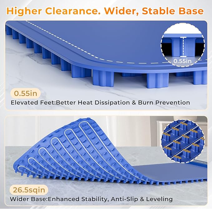 Warming Mat for Food Extra Large 32"x15", Electric Silicone Food Warmer Trays for Chafing Dishes & Buffet,Portable Countertop Food Warmers for Parties, 7-Level Temp 8-Hour Timer， Blue