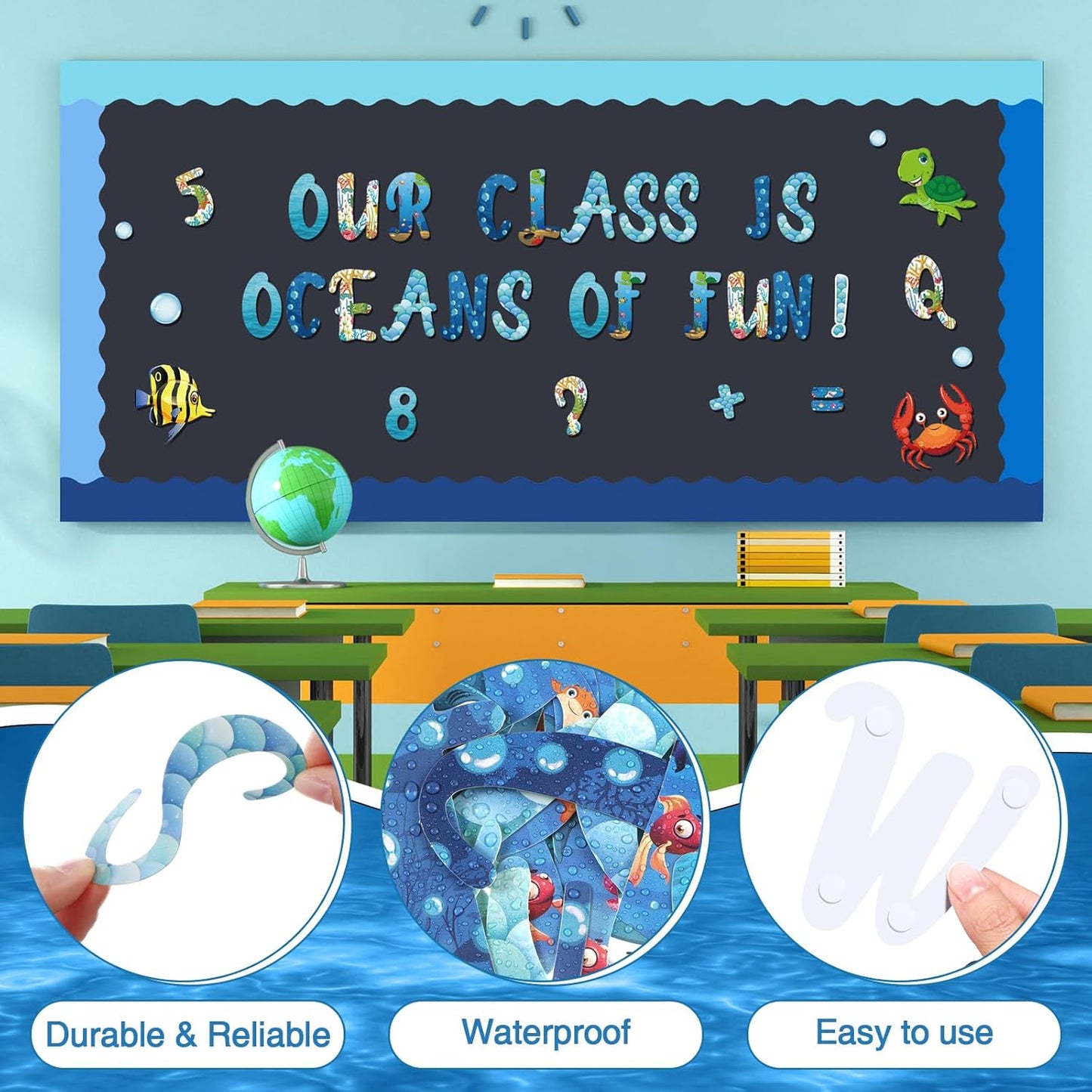 221 Pcs Bulletin Board Letters Round Alphabet Number Punctuation Symbol Combo Letter Cutouts Classroom Decoration for School Classroom Chalkboard Poster Board