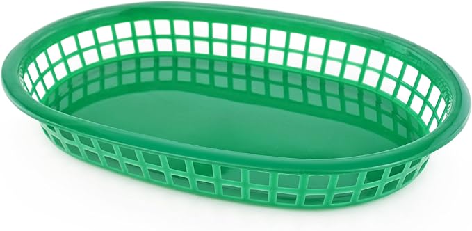 New Star Foodservice 44027 Fast Food Baskets, 10.5 x 7 Inch, Set of 12, Green