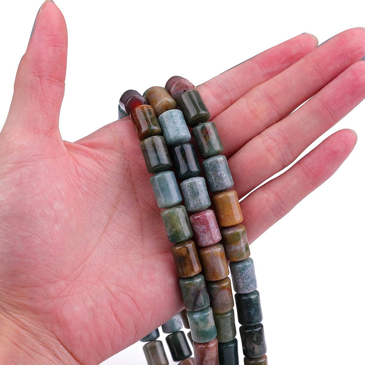 Natural Indian Agate Cylinder Stone Loose Semi Gemstone Beads for Jewelry Making 10mmx14mm 38cm