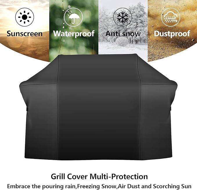 75 Inch Grill Cover, Heavy Duty Waterproof for Barbecue Gas Grill, Fits Grills of Weber Summit 600, Char-Broil Nexgrill Brinkmann and More, Windproof BBQ Cover