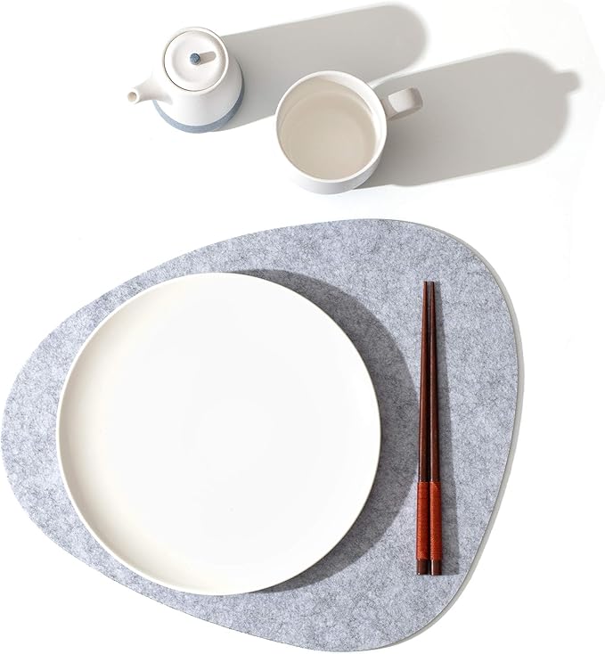 Chillify Table Coaster Set of 6 | Non-Slip, Heat-Resistant, Washable Placemats | Suitable for Outdoor Use | Light Gray, Oval