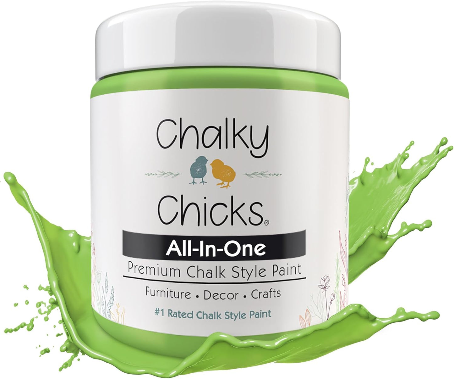 Chalky Chicks All-in-One Chalk Paint for Furniture or Cabinet - 4 Fl Oz - Matte Finish Pistachio (Lime Green) for Metal, Wood Furniture Paint - No Sanding All-in-One for Home Decor & Crafts, USA Made