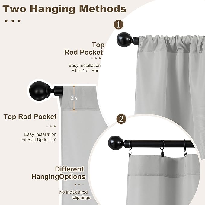 HolidayIdeas Outdoor Patio Curtains Waterproof with Rod Pocket 6 Panels 54x84 Inch- Protect Privacy & Weatherproof Balcony Outdoor Curtains for Apartments,Porch, Gazebo, Pergola, Silver Grey