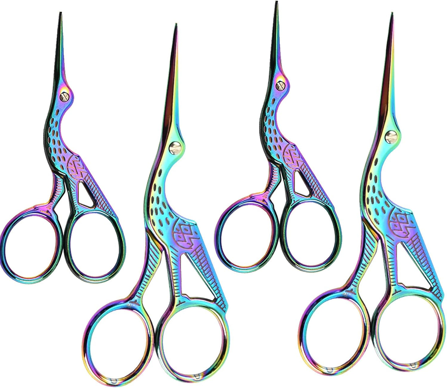 Vintage Stork Shape Sewing Scissors Stainless Steel Tailor Scissors Sharp Sewing Shears for Embroidery, Craft, Art Work & Everyday Use (4, Colorful)