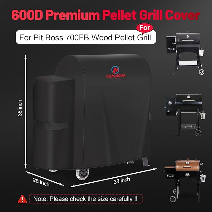 Comnova Grill Cover for Pit Boss 700FB - 600D Wood Pellet Smoker Cover for Pitboss Waterproof & Heavy Duty, Premium Pellet BBQ Cover for Pit Boss 400FB, 700FB, Lexington 500, Pro 600 and Z Grill 550B