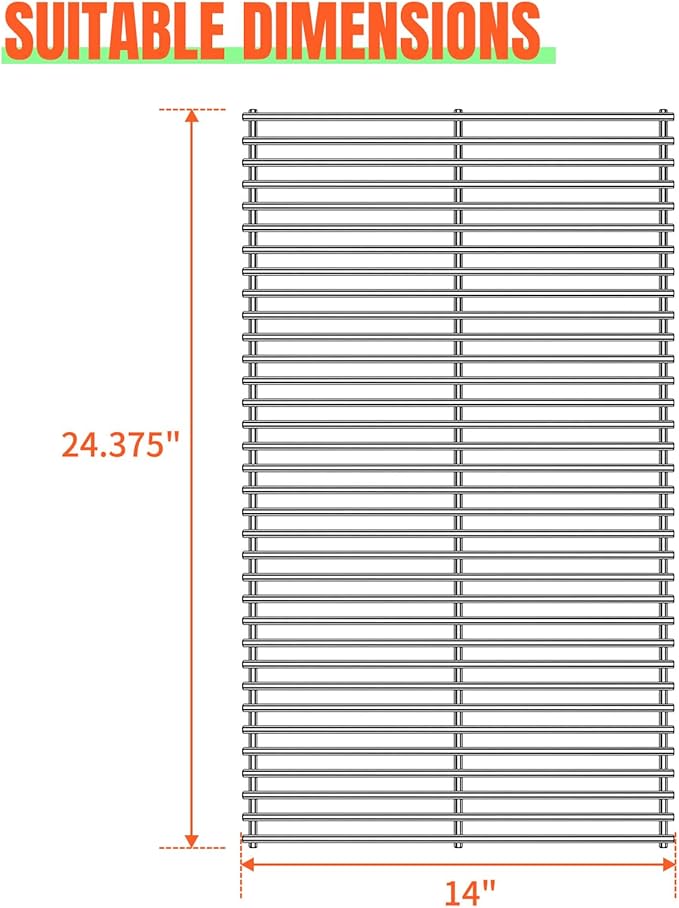 1 Pack 40901 Grill Steel Wire Cooking Grid Rock Grates Replacement Parts for BBQ Grillware Models,for El Patio Models,14 inch x 24 3/8 inch