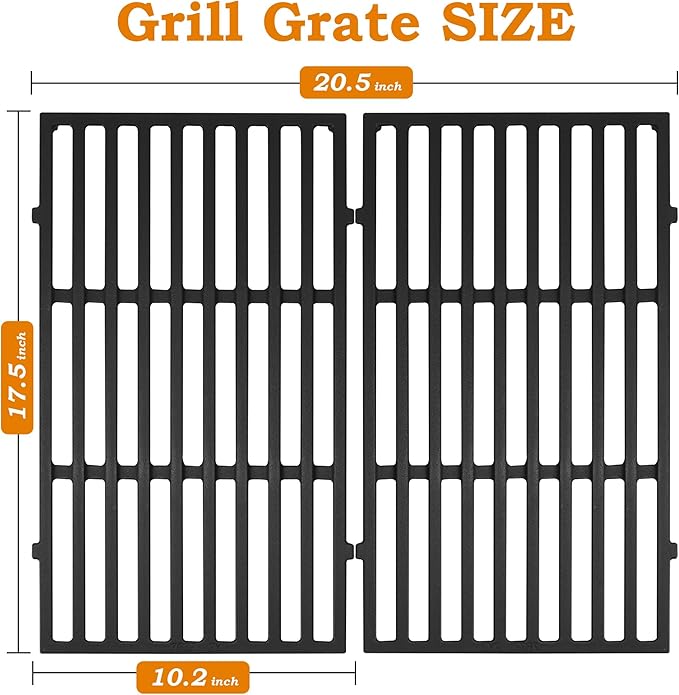 17.5 inch Grill Grates for Weber Spirit Grill Parts, Spirit 200 Series Parts E210 E215 E220 S210 S220 S215 Gas Grill Cooking Grids, Cast Iron Grill Grates Replacement for Weber 7637 64815