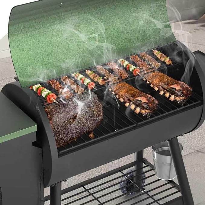 Pellet Smoker Grill Combo, 456 SQ.IN Cooking Area with PID Temperature Control (180-450°F) Electric BBQ Meat Grills & Smokers, Patio Backyard for Roast Outdoor