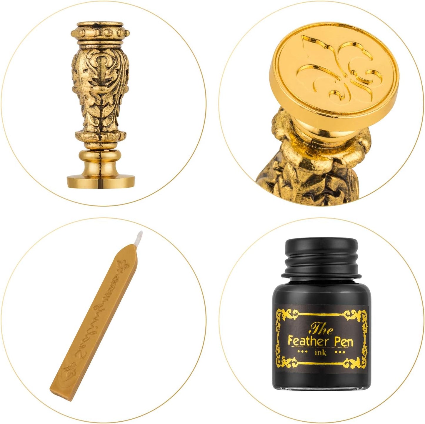 Hethrone Feather Pen and Ink Set - Quill Pens Calligraphy Pen Set Fountain Dip Pen