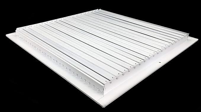 20" X 20" Adjustable AIR Supply Diffuser - HVAC Vent Cover Sidewall or Ceiling - Grille Register - High Airflow - White [Outer Dimensions: 21.75"w X 21.75"h]