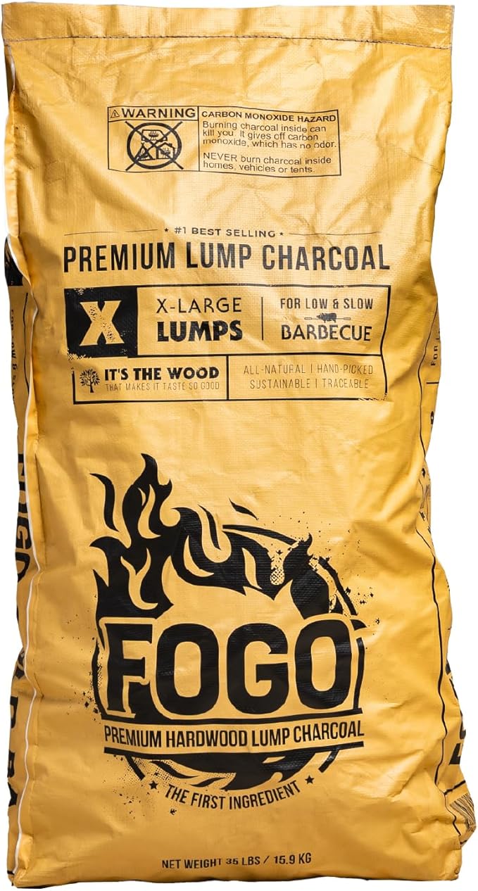 FOGO Super Premium Hardwood Lump Charcoal 35 Pound Bag, Fogostarters Natural Fire Starters and Blazaball Bundle