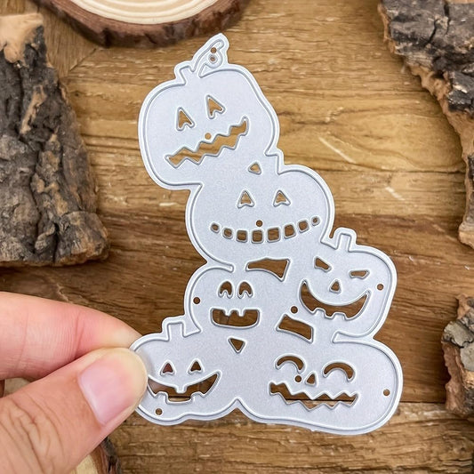 Lapoo Festivals Metal Cutting Die for Scrapbooking - Durable, Cut Stencils for DIY Scrapbook Photo Album Decorative Paper Card, Card Making Supplies (A Bunch of Halloween Pumpkins 2.3 x 3.3 in)