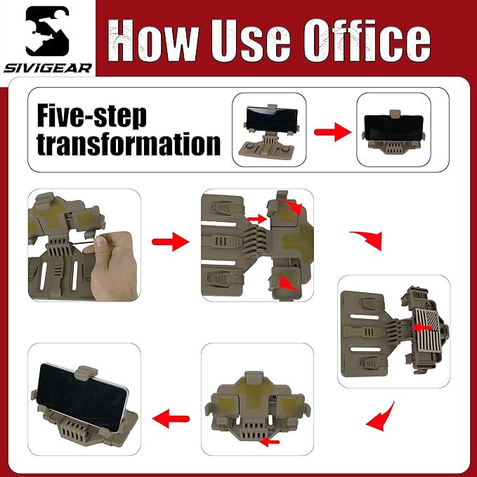 Tactical Phone Holder Available in Full Size Plate Carrier Phone Mount Adjust Nylon Molle Phones Holder for Tactical,Car,Office (Coyote Brown)