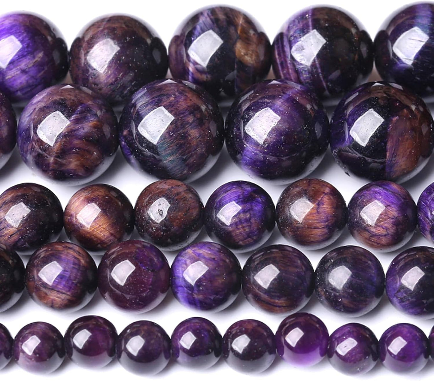 6MM Purple Tiger Eye Stone Beads Natural Gemstone Round Loose Beads for Jewelry and Bracelets Making 120pcs 2 Strands 32"
