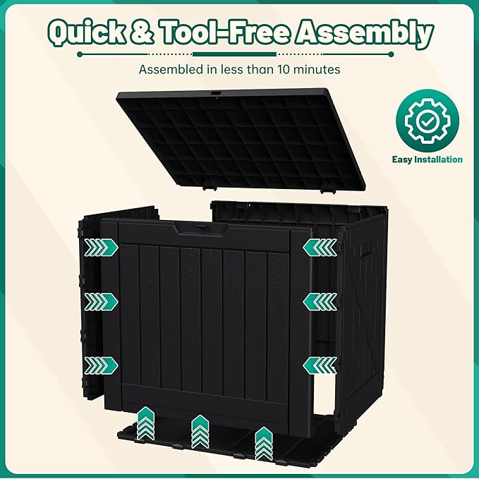 Devoko 40 Gallon Deck Box Outdoor Storage Box Waterproof for Patio, Large Outdoor Storage Bench Lockable for Outside (Black, 40 Gallon)