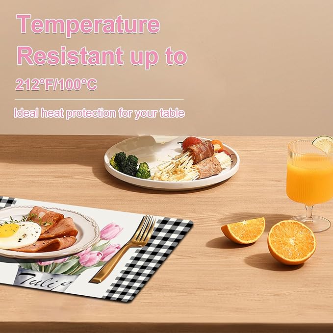 Placemats Set of 4 - Faux Leather Heat Resistant Placemats for Dinner Table, Non-Slip Waterproof Oil-Proof Washable Reusable Placemat for Indoor Outdoor Kitchen Decor, 15.75In*11.81In