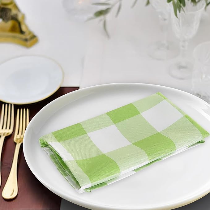 Buffalo Plaid Table Napkins Set of 50 Checkered Cloth Napkins 17x17 inch Washable Dinner Gingham Pattern Napkins Soft Napkins for Wedding Party Dining Banquet(Emerald and White)