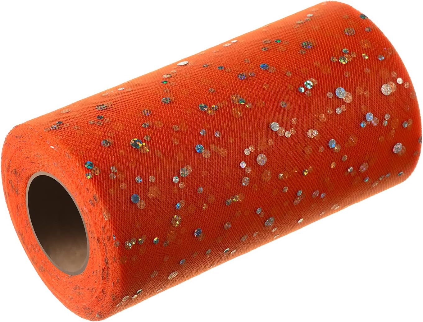 Glitter Tulle Rolls, 6' by 50 Yards (150FT) Sequin Tulle Netting Fabric for Tutu Skirts Sewing Birthday Wedding Party Decoration (Orange)