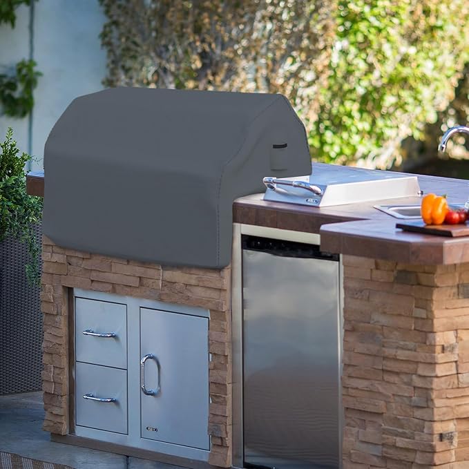 Covers & all Built-in Outdoor Grill Cover, Durable 12 Oz Waterproof Cover Max Material with Air Pocket & Elastic for Snug Fit (57" W x 27" D x 26" H Inches, Grey)