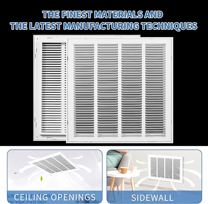20 x 20 Return Air Grille [Duct Opening Size],Return Air Vent Cover for Wall Or Ceiling,Steel Return Air Filter Grilles Removable Face/Door for 1 Inch Filters (20"W x 20"H [Duct Opening])