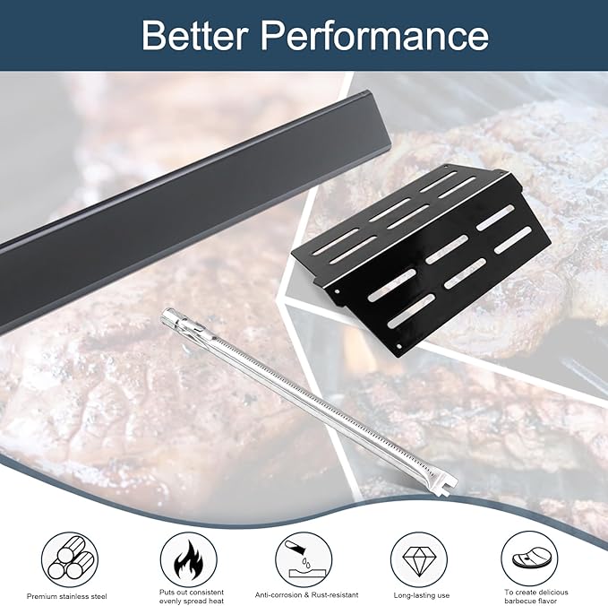 Flavorizer Bars,Heat Deflectors and Grill Burner for Weber Genesis 300 Series Grills with Front Control Knob, Genesis S310 S320 S330 E310 E320 E330 (7620 * 5+7622 * 2+62752 * 3, Porcelain Steel)