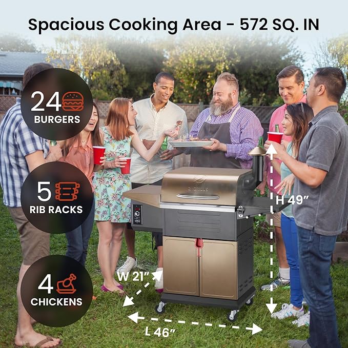 Z GRILLS 600D Wood Pellet Grill – 8-in-1 BBQ Smoker with PID 3.0 Controller, 572 sq in Cooking Area for Outdoor Grilling and Smoking, Huge Storage Cabinet Side Shelf with Tool Hooks