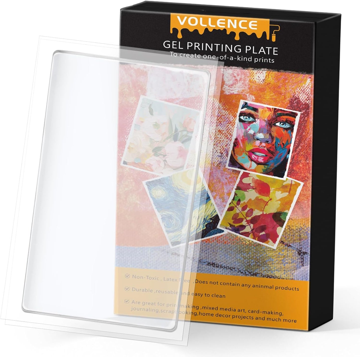 Vollence Gel Printing Plate - 5” X 7”Reusable Gel Monoprinting Plate for Press Art, Printmaking Supplies for Scrapbooking, Card Making, Arts and Crafts,Journaling,Collage