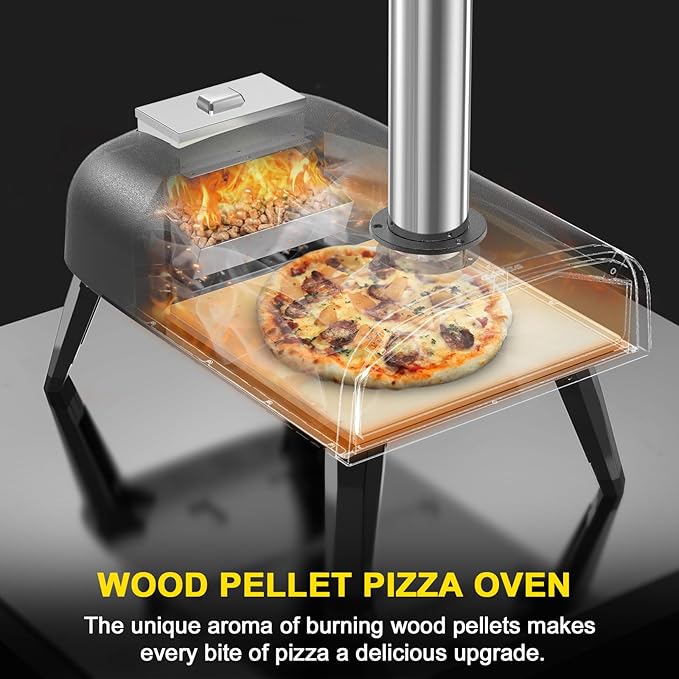 Pizza Oven Outdoor 12" Wood Fired Pizza Ovens Pellet Pizza Stove for outside, Portable Stainless Steel Pizza Oven for Backyard Pizza Ovens