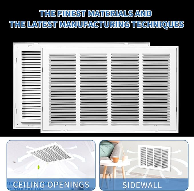 24x12 Return Air Grille [Duct Opening Size],Return Air Vent Cover for Wall Or Ceiling,Steel Return Air Filter Grilles Removable Face/Door for 1 Inch Filters (24"W x 12"H [Duct Opening])