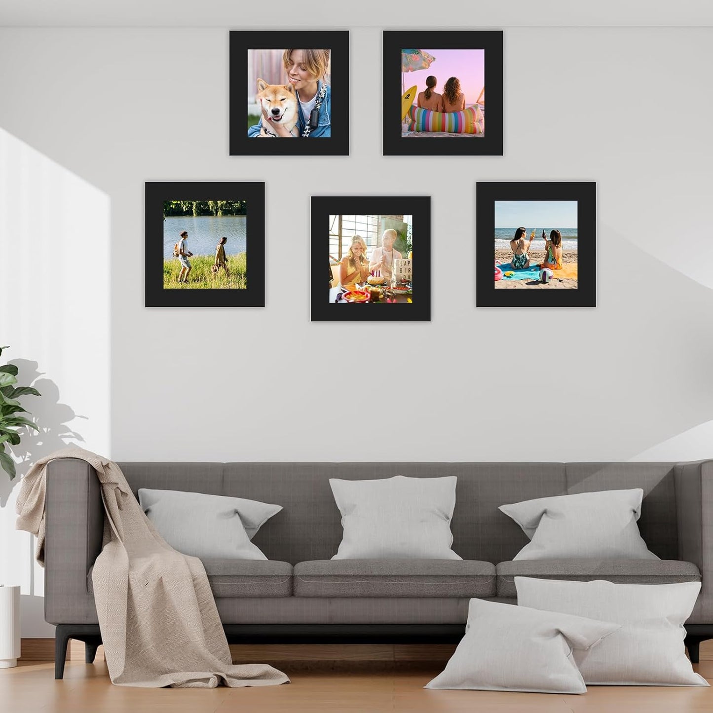 15 Pack 12x12 Black Picture Mats, Frame Mattes for 8x8 Pictures Display Photo Frame Mat Core Bevel Cut Mat Board Show Kit for Photos, Prints, Artworks