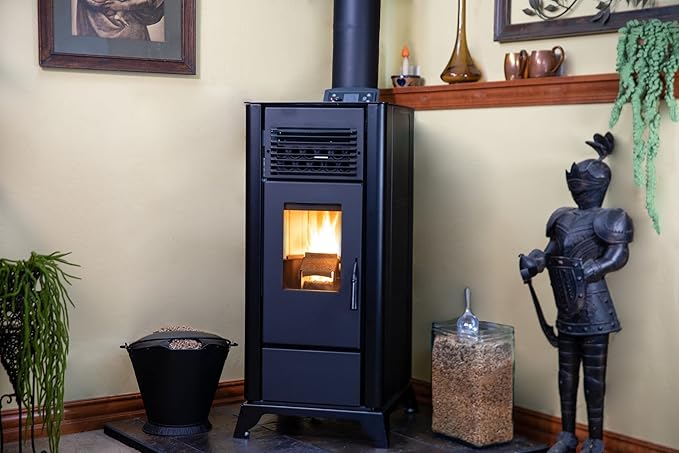 Freedom Stoves Freestanding Independence PS21 Pellet Stove with Battery Backup, Wi-Fi Capability, and Removable Legs - Heats up to 1800 sq ft. (Marble White)