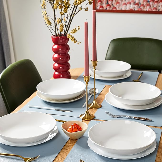 DOLOPL Faux Leather Placemats Set of 6, Wipeable Anti Slip Dining Place Mats for for Kitchen Dining Room Table Decorations, Dusty Blue Heat Resistant Table Place Mats for Indoor & Outdoor Use