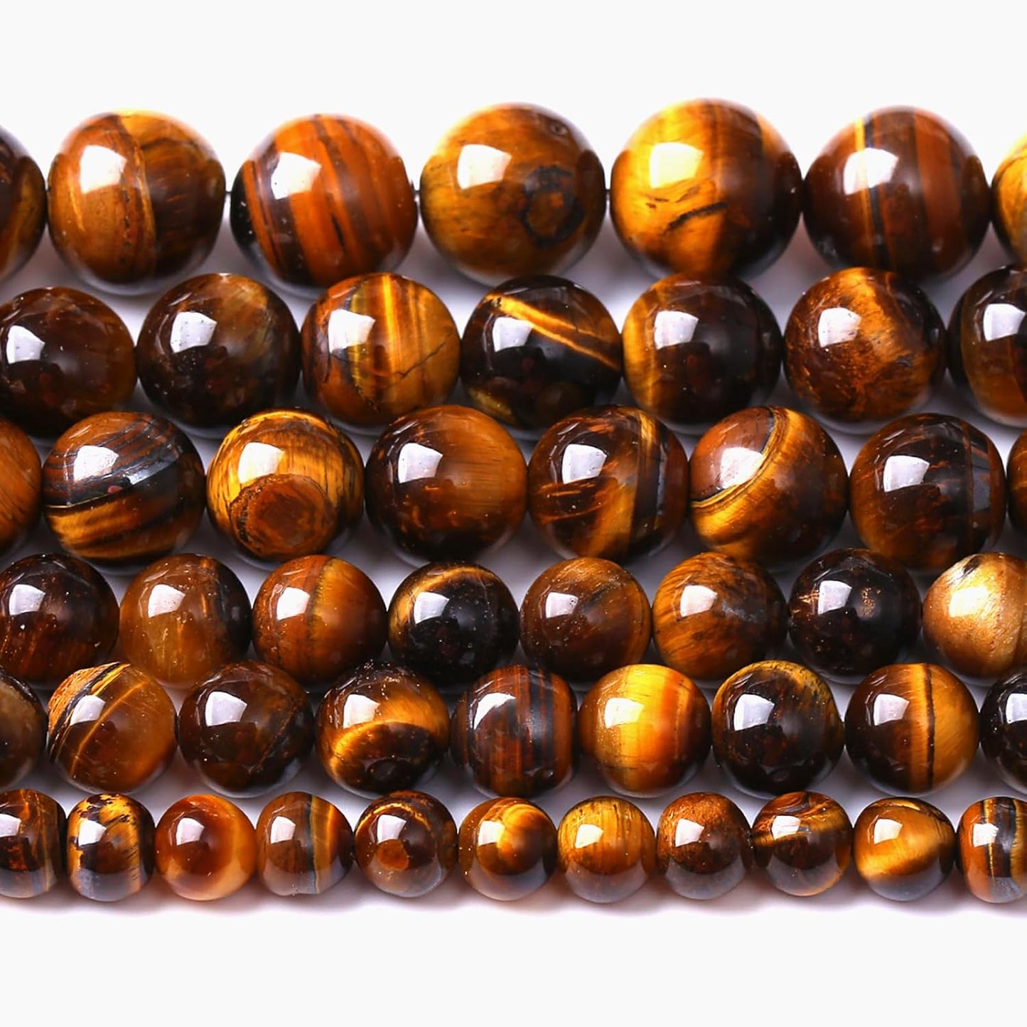 8MM Natural Iron Yellow Tiger Eye Stone Energy Healing Beads Round Loose Beads for Jewelry Making Bracelet 90pcs 2 Strands 32"