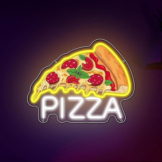 Pizza Neon Sign for Wall Decor, Dimmable Pizza Led Signs, USB Powered Neon Light Sign for Shop, Home, Man Cave, Bar Pub, Neon Gifts