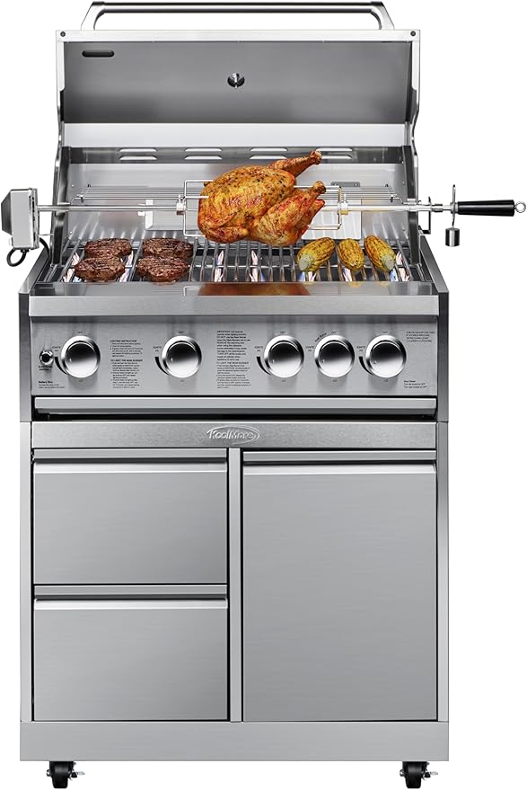 KoolMore Outdoor Kitchen 30 in. BBQ Liquid Propane Grill with Cabinet in Stainless-Steel (KM-OKS-BQ30-BQ30CAB)
