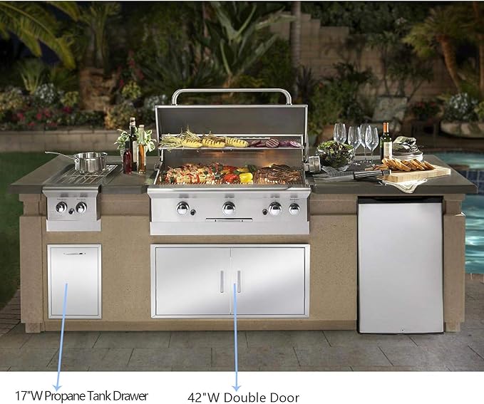 TIANAI Outdoor Kitchen Single Drawer Stainless Steel BBQ Single Drawer for Outdoor Kitchen Stroage