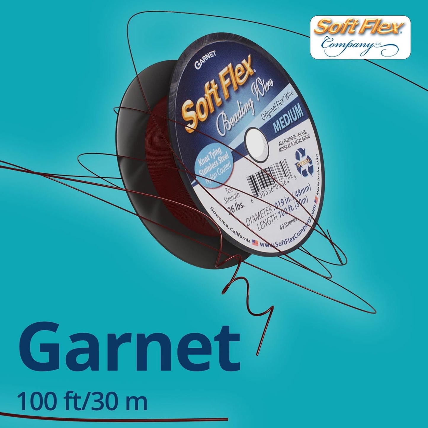 Soft Flex 49 Strand Beading Wire - Medium 0.19 Diameter - 100 Feet Nylon Design Wire