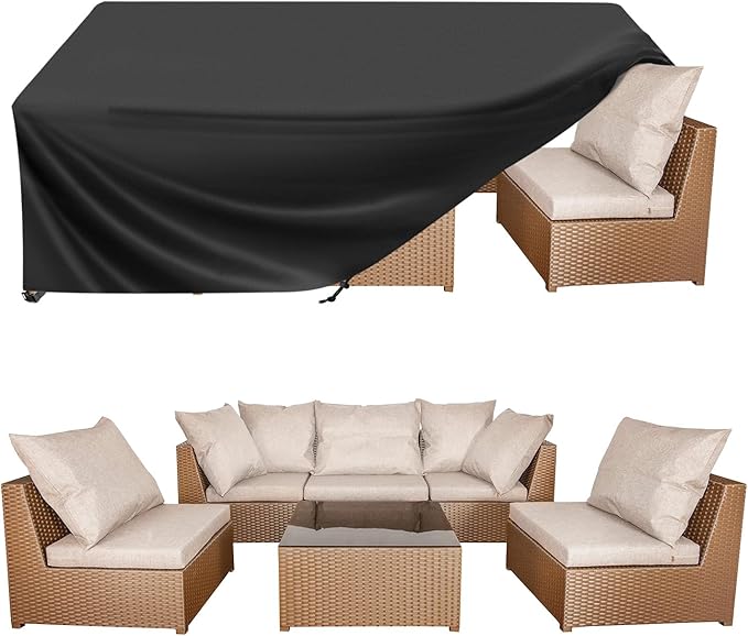 BALEINE Patio Furniture Covers, Outdoor Furniture Covers Waterproof, Heavy Duty Oxford Patio Table Cover for Outdoor Table, Chair, Sofa, Desk (Black 98"L×78"W×28"H)