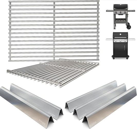 SUS 304 Grill Grates & 15.3" Flavorizer Bars for Weber Spirit I / II 300 Series, for Weber Spirit S-310,E-310,S-320,E-320,SP-330,SP-320,S-330,SP-310 Grills with Front Control Knobs,for Weber 7638 7636