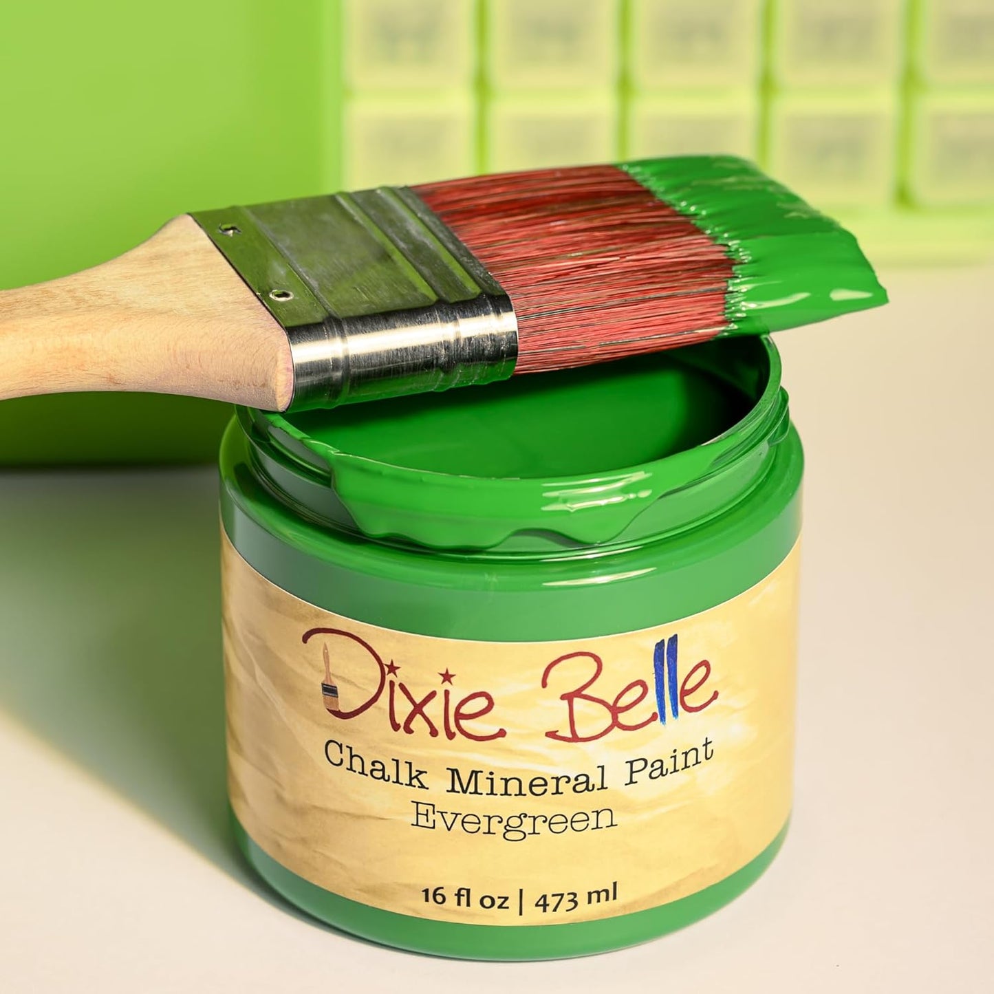 Dixie Belle Paint Company Chalk Finish Furniture Paint - Evergreen (4oz) - Matte Bold Green Chic Chalk Mineral DIY Furniture Paint