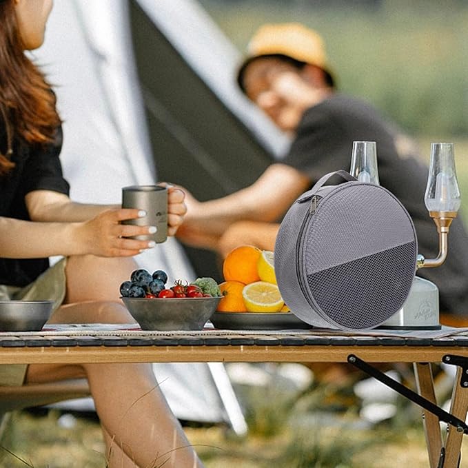 SUPVOX Outdoor Tableware Bag for Camping Plate Organizer with Mesh Pockets and Oxford Cloth Durable Portable Storage 8.66X8.66X2.36 Inch for Hiking Picnic
