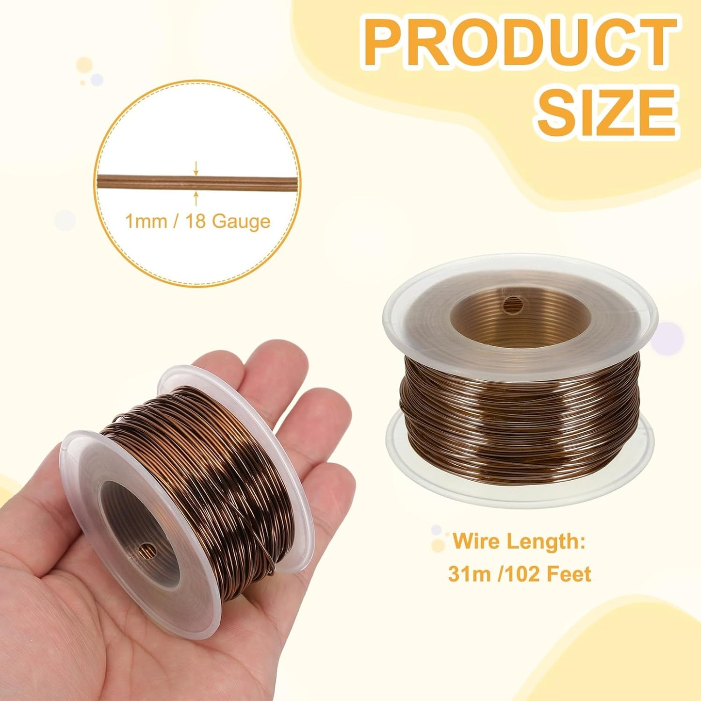 uxcell 18 Gauge / 1mm Anodized Aluminum Wire for Jewelry Craft Making, 102 Feet Bendable Flexible Wire for DIY Home Decor Gardening Sculpture, Bronze