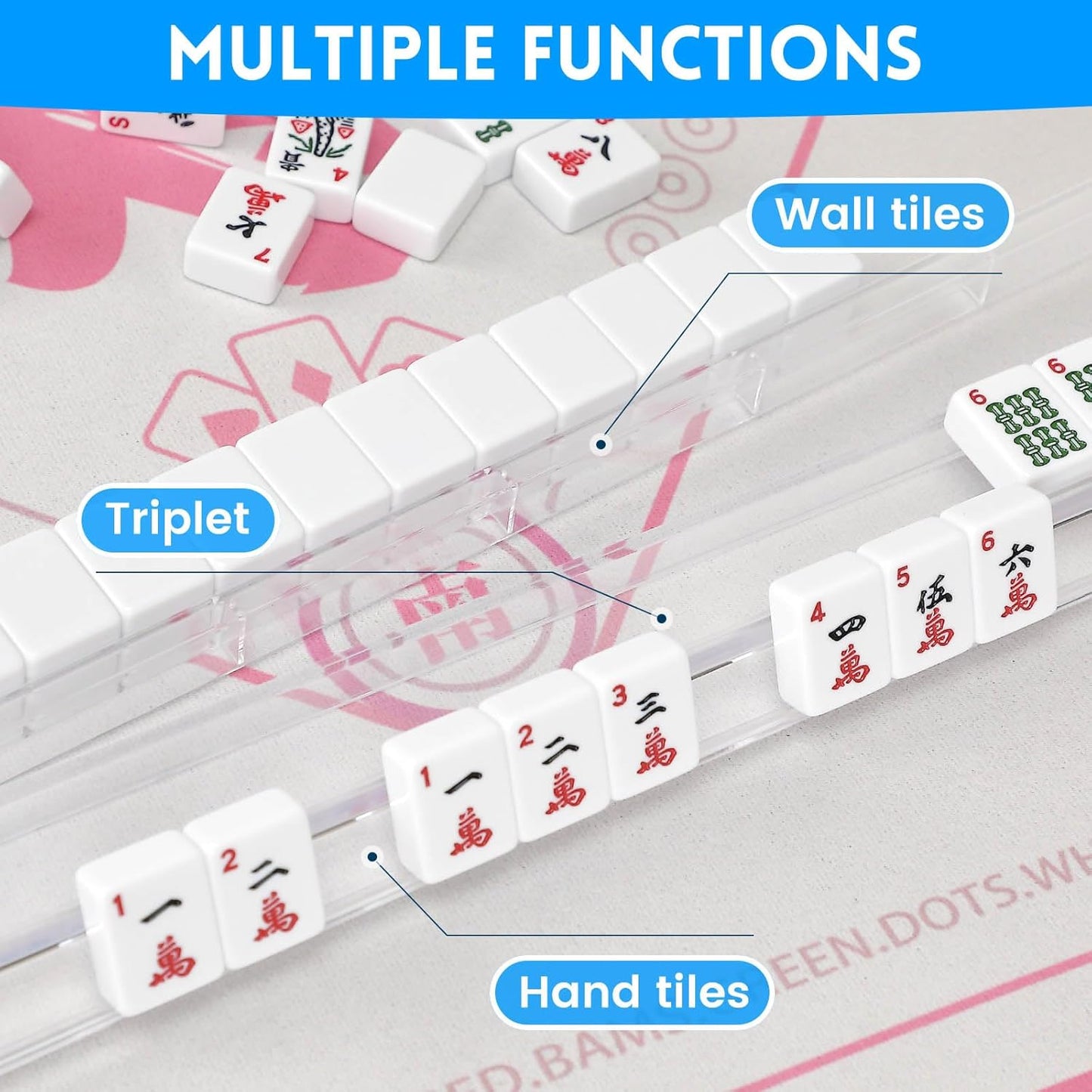 4 PCS Clear Acrylic American Majiang Tile Racks with Pushers,Mahjong All-in-One Tile Rack & Pusher, Modern American Mahjong Tile Racks